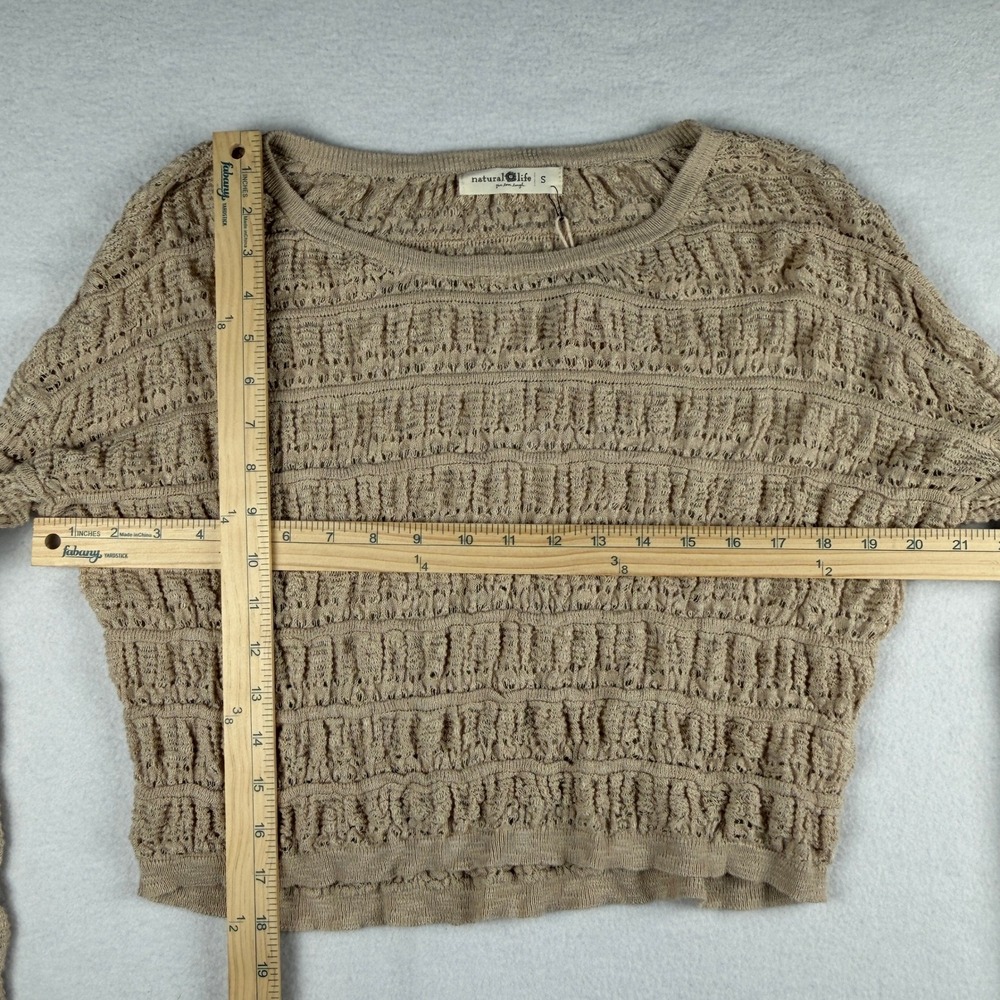 NWT Natural Life Women's Crop Sweater Cream Tan Small - Picture 4 of 10